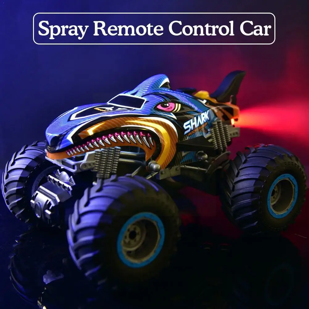 

2.4GHz Remote Control Car Truck RC Electric Shark Stunt Cars with Light Sound Spray Cars for Boys Kids Children Gift K0P7