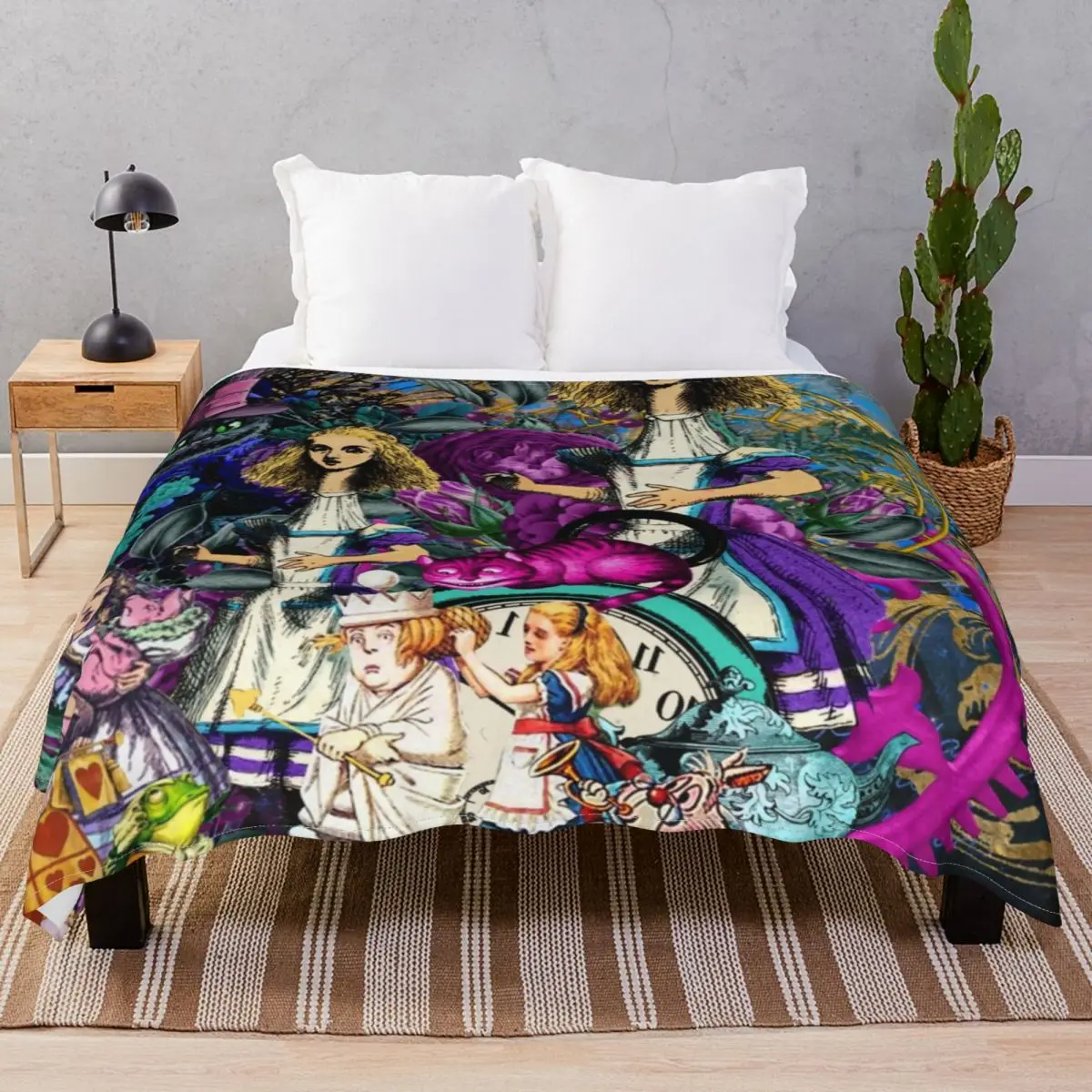 Alice In Wonderland Blankets Fleece Autumn Super Soft Throw Blanket for Bed Home Couch Travel Office