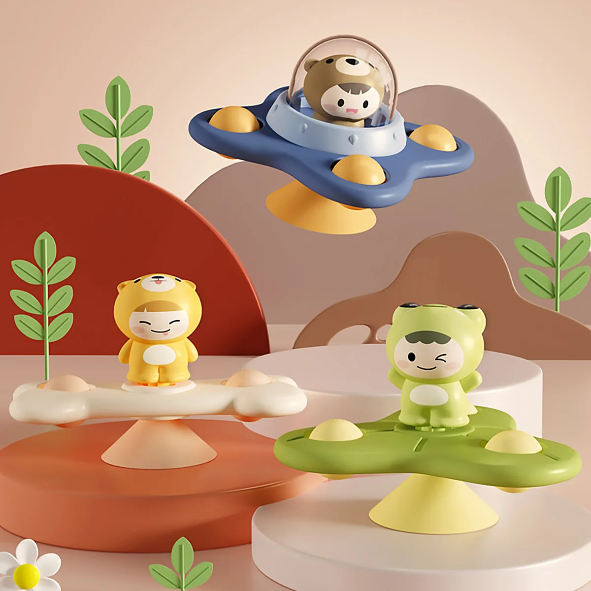 

3pcs Spinning Top Toys Baby Child Bathing Fidget Spinner Suction Cup Shower Toy for Relief Stress Educational Fingertip Toys