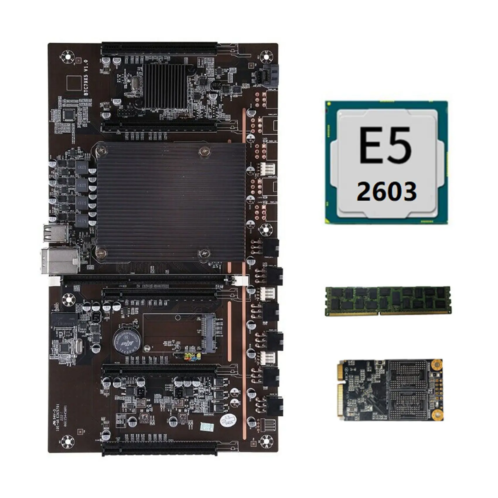 

Материнская плата для майнинга BTC X79 H61 5X PCI-E 8X, поддержка 3060 3070 3080 GPU с процессором E5 2603 RECC 4 ГБ DDR3 ПАМЯТЬ 120G SSD