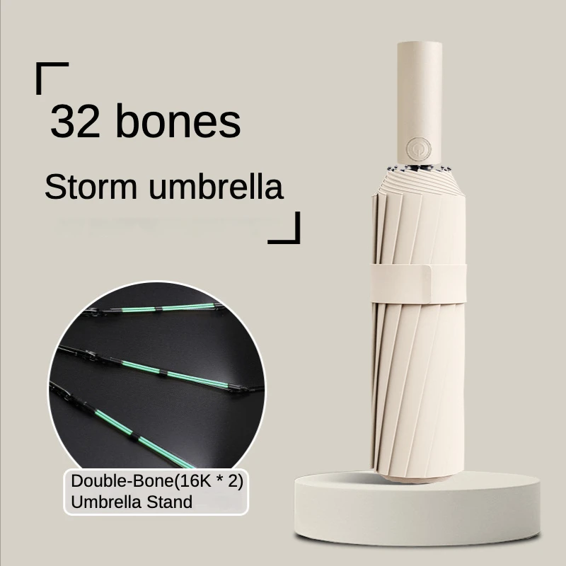 

Мужской автоматический зонт с 32 косточками, сверхпрочный, с двойными косточками, солнечный и дождливый, ветрозащитный, водонепроницаемый, с защитой от УФ-лучей