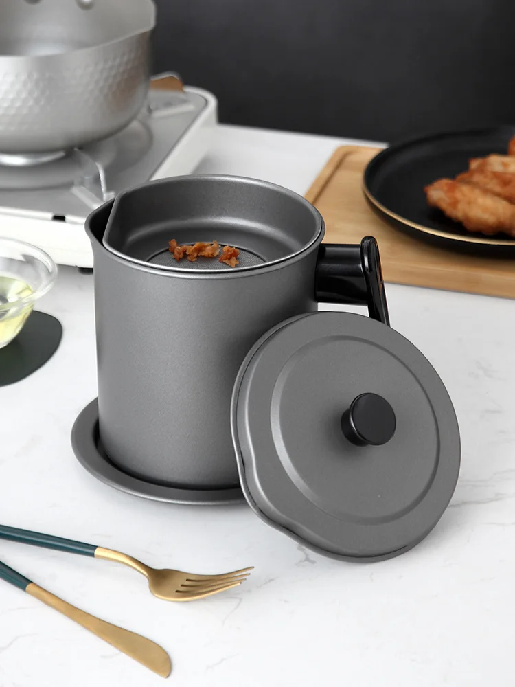 

Household Oil Filter Kitchen Lard Jar Oiler Stainless Steel Fried Drain Oil Leakage Filter Screen
