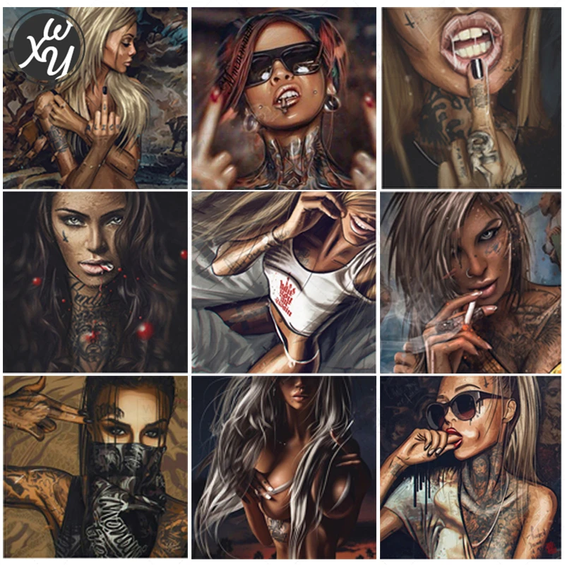 WEIWEI 5D алмазная живопись сексуальная девушка полная квадратная круглая Алмазная вышивка Стразы Картина Портрет из мозаики Искусство украшение для дома