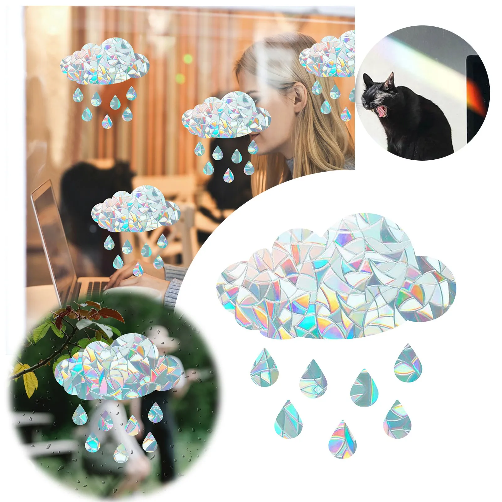 

Clouds Anticollision Window Sticker Glass Warning Decal To Bird Strikes Decorate Your Glass but Beginners Women Diamond
