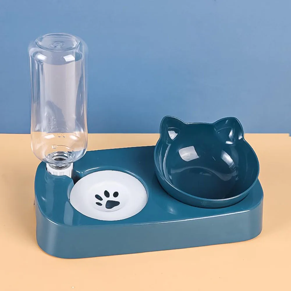 

Double Pet Water Container 2-in-1 Bowl Feeder Stand With Food Splash-proof Bowl Dog Storage Automatic Bowls Dispenser Cat Water