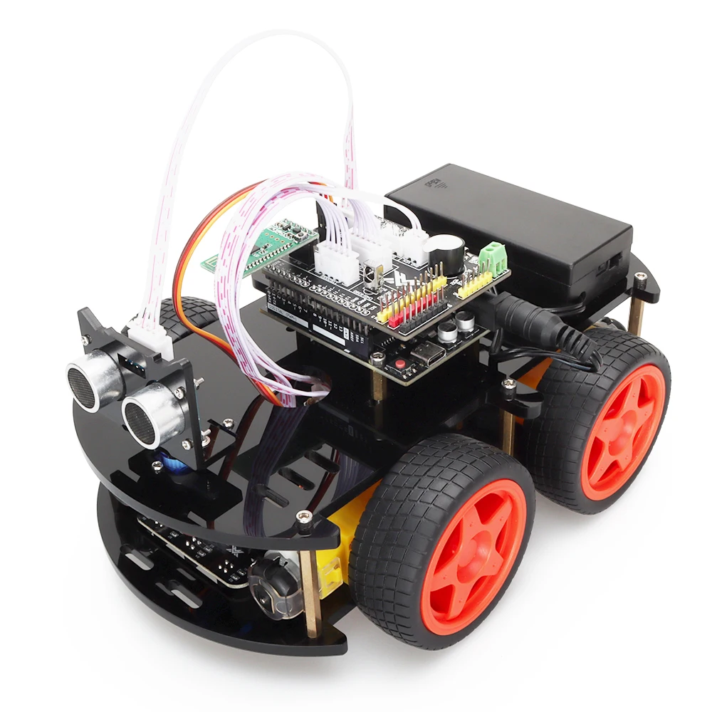 

Умный робот 4WD, Модернизированный автомобильный комплект для Arduino UNO R3 с Bluetooth модулем, ИК-управление, программирование, DIY Стиль