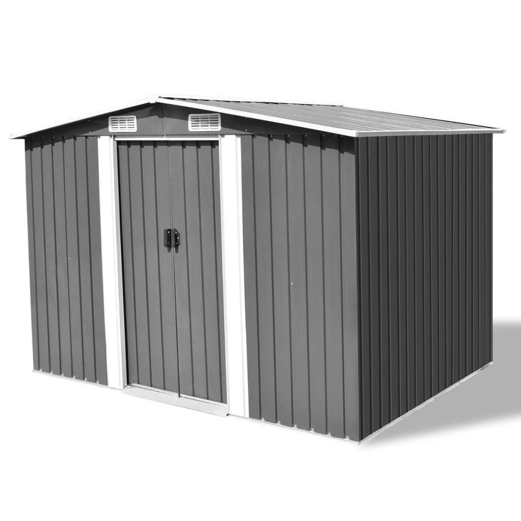 

Garden Storage Shed Grey Metal 257x205x178 cm