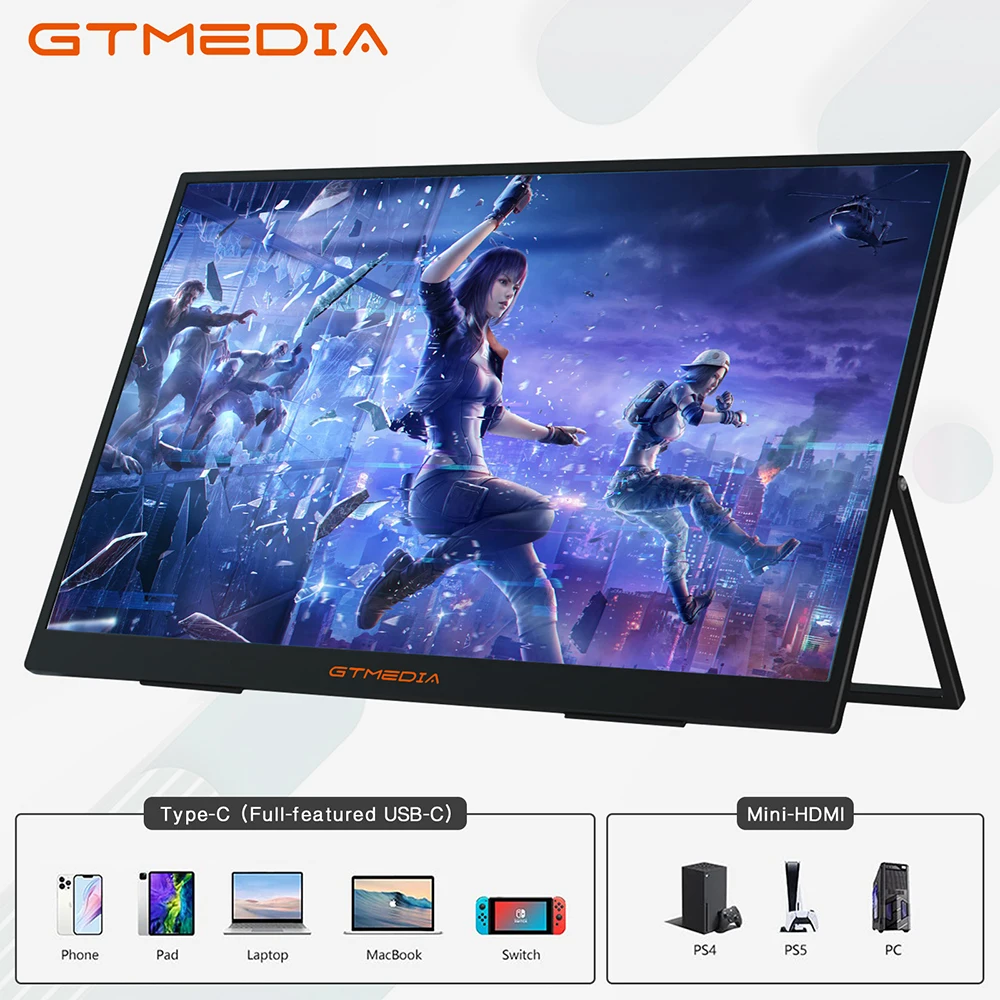 

GTmedia Mate156F 15.6 inches Portable Laptop monitor for pc gamer Hd Screen Wide Viewing Angle