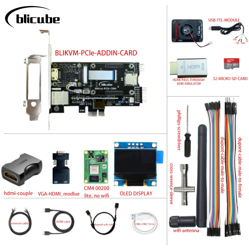 

BliKVM PCIe, KVM over IP, Raspberry Pi CM4 PoE CSI PiKVM v3