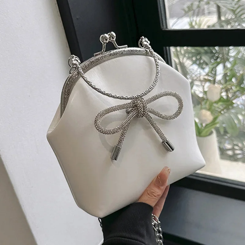

Designer Women Shell Crossbody Bag Bling Crystal Knots Messenger Bag Evening Clutch Chain Mini Shoulder Bags Handbags And Purse