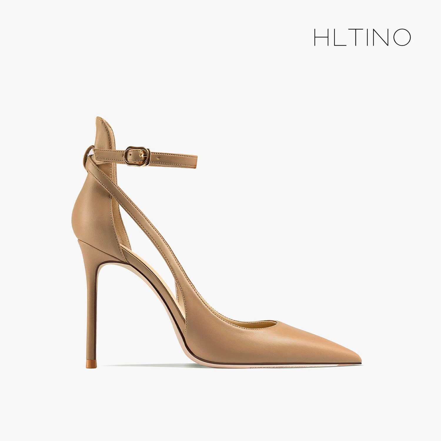 HLTINO new women summer shoes covered toe daily casual pumps high heels high heel sandals with buckle strap women heels Khaki