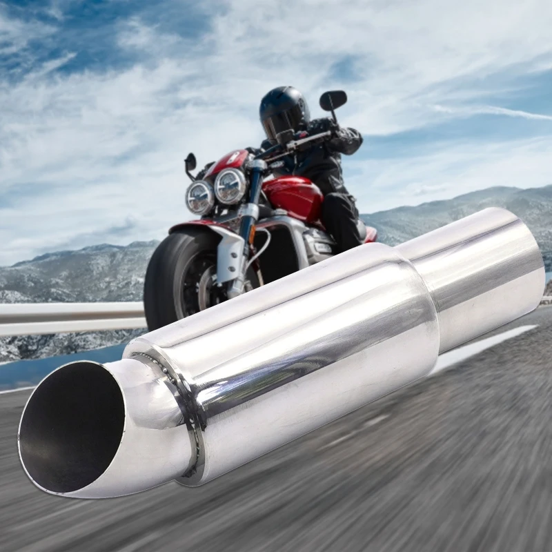 

Универсальный автомобильный хромированный изогнутый глушитель выхлопной трубы из нержавеющей стали подходит для диаметра 51 мм/2 дюйма XXFF