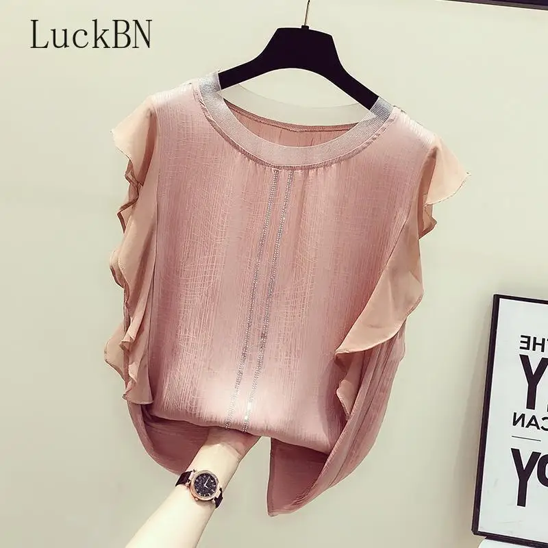 Однотонные облегающие офисные женские элегантные рубашки с бриллиантами и