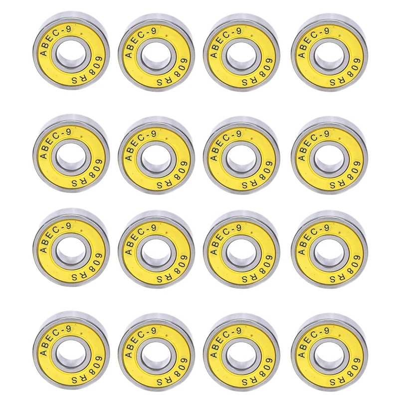 

16Pcs ABEC-9 608-RS Skateboard Longboard Bearings Inline Skate Bearings Roller Skate Bearings