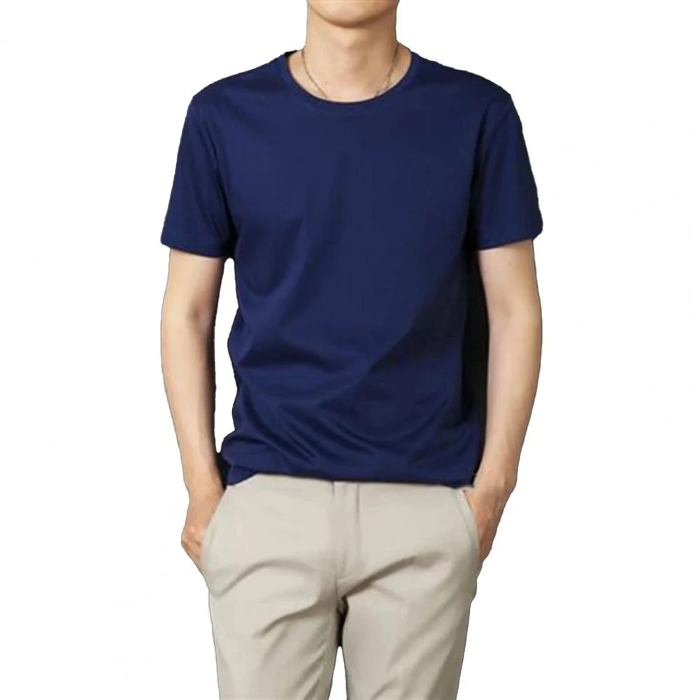 

Men Summer T-shirt Solid Color Loose Summer Short Sleeve Round Neck Top Casual Basic T Shirt Tops Tee Streetwear Oversized 2021