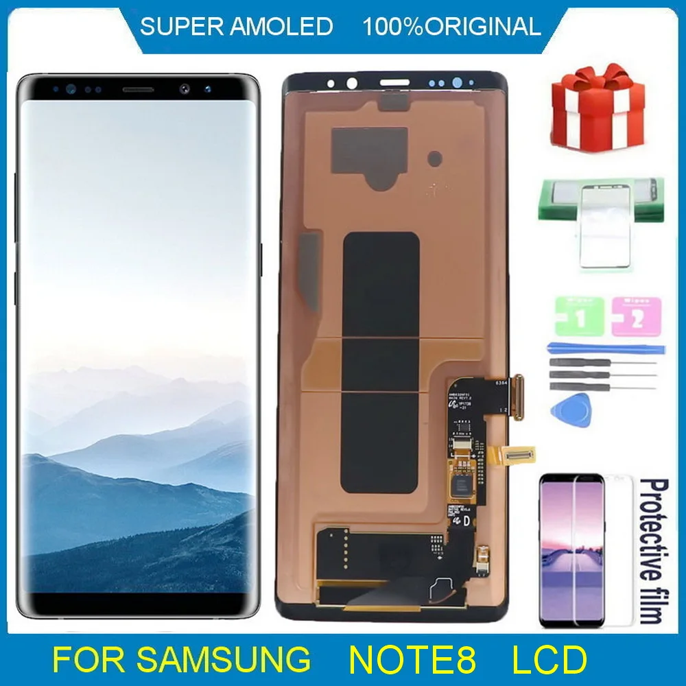 ЖК-дисплей Amoled для Samsung Galaxy NOTE 8, Оригинальный сенсорный экран 6,3 дюйма с дигитайзером, запасные части для N950, N950F, N950A, N950U
