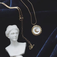 2022 new necklace white shell moon crescent irregular necklace medium and long chain titanium steel plated gold color waterproof