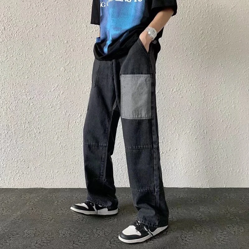 2022 Black Baggy Jeans Men's Fashion Retro Casual Straight Jeans Men Streetwear Hip Hop Loose Denim Pants Mens Trousers S-3XL