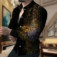 2022 new fashion men shirts turn down collar buttoned shirt casual lattice print long sleeve tops mens clothing prom cardigan