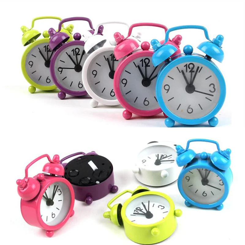 

Mini Alarm Clock Electronic Round Number Double Bell Desk Table Digital Quartz Clock Home Decoration Retro Portable Cute Durable