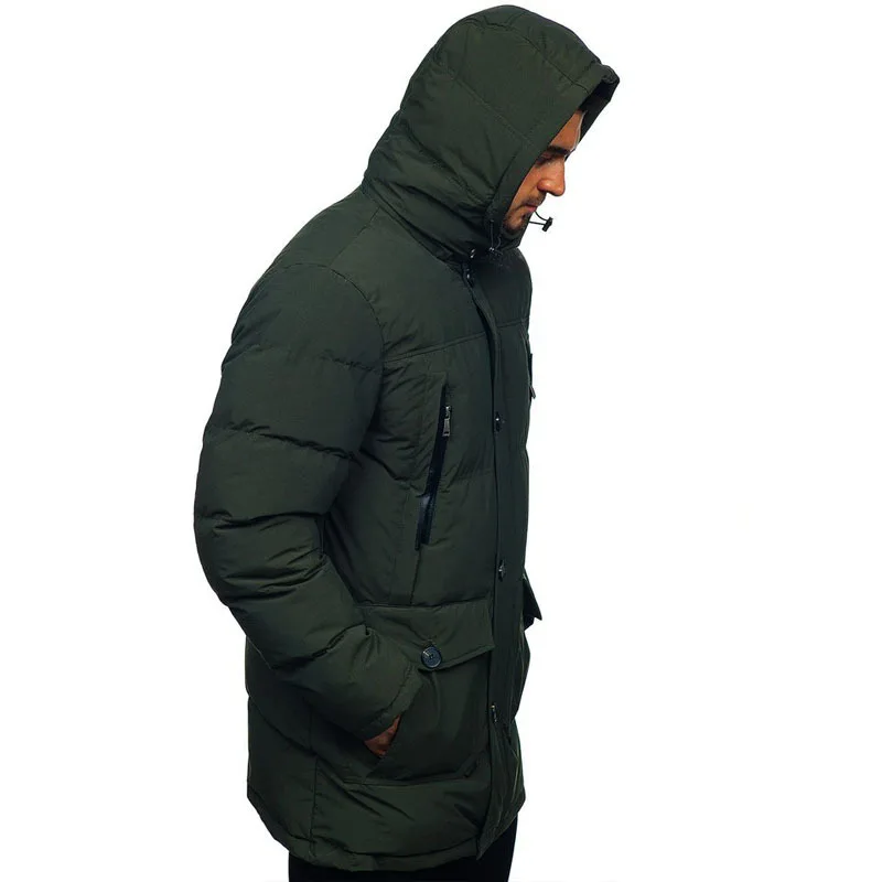 Mid-length Coat Men Winter Removable Hooded Tooling Cotton Jackets Outdoor Sports Warm Jacket Plus Size Korean Clothes
