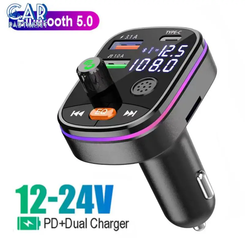 

Pd 20w Fm Transmitter Durable Car Kit Fm Modulator Universal Bluetooth 5.0 Wireless Car Charger Car Accessories Dual Display