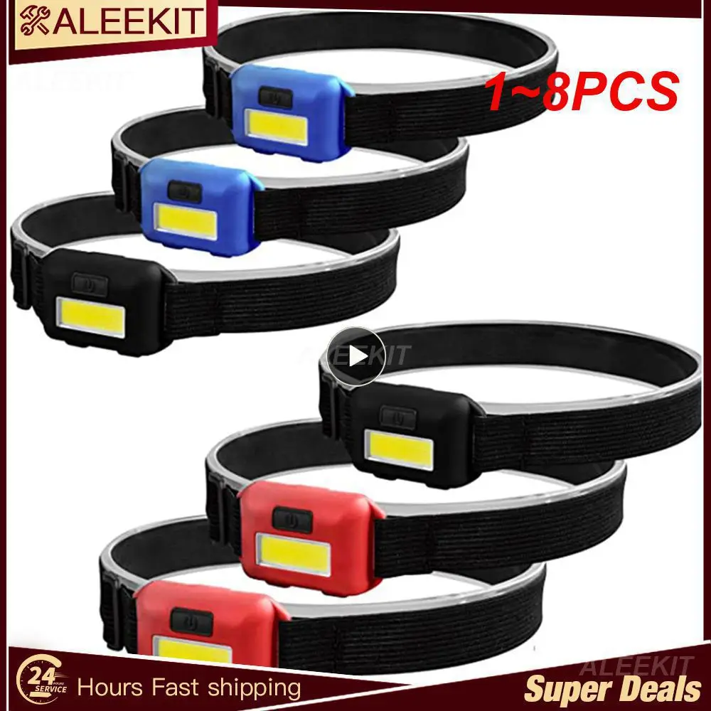 

1~8PCS Mini Headlamps Portable COB LED Headlight with 3 Modes Outdoor Mini Head Lamp for Camping Hiking Fishing Adventure