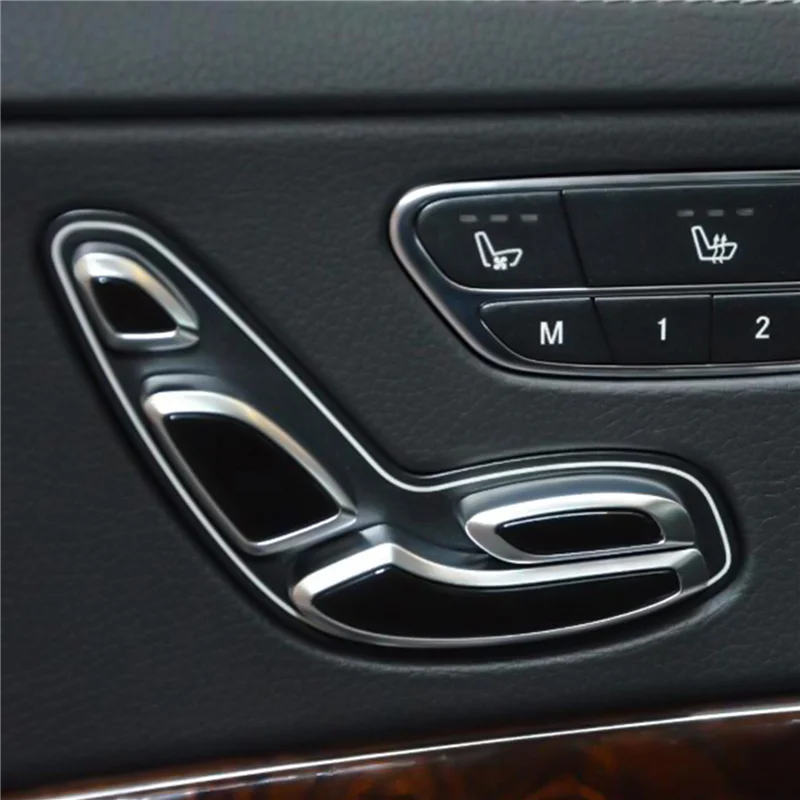 

8 шт., черная кнопка регулировки автомобильного дверного сиденья, крышка переключателя, наклейка, накладка для Mercedes Benz E C GLC Class W213 W205 X253-T61C