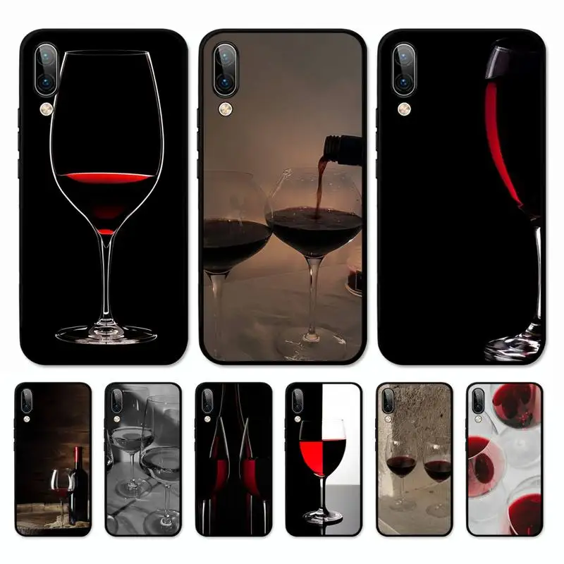 

Elegant Red Wine Glass Phone Case for Vivo Y91C Y11 17 19 17 67 81 Oppo A9 2020 Realme c3