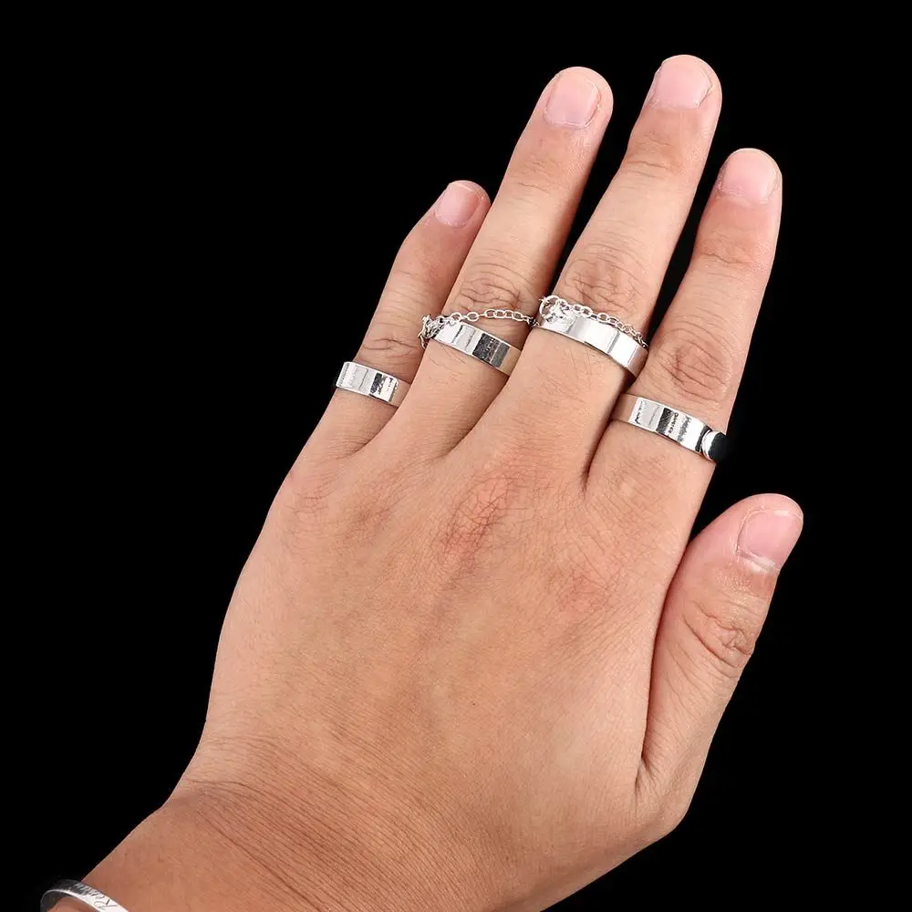 

Cool Punk Chain Rotate Multi-layer Four Fingers Opening Ring Party Jewelry Fashion Accessories Finger Ring