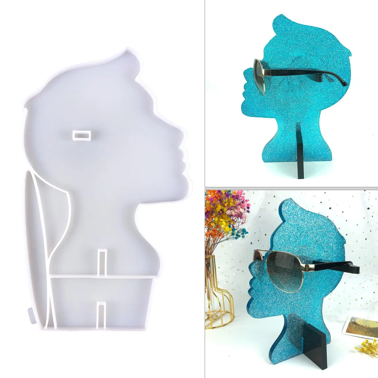 

Silicone Glasses Holder Mould Resin Mould Man Head Shape Epoxy Resin Mould for Office