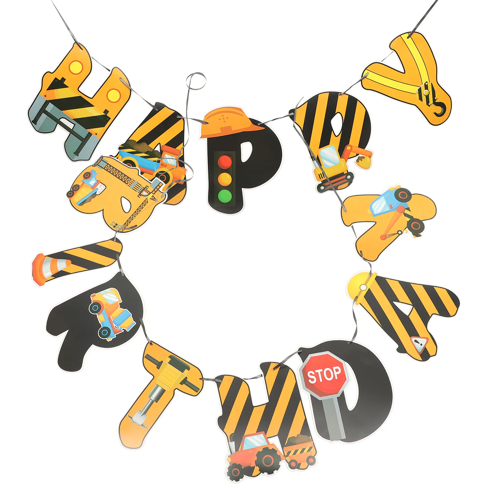 

Engineering Vehicle Hanging Flag Cake Decoration Construction Party Banner Decorations Birthday Favors Decorate Paper Child