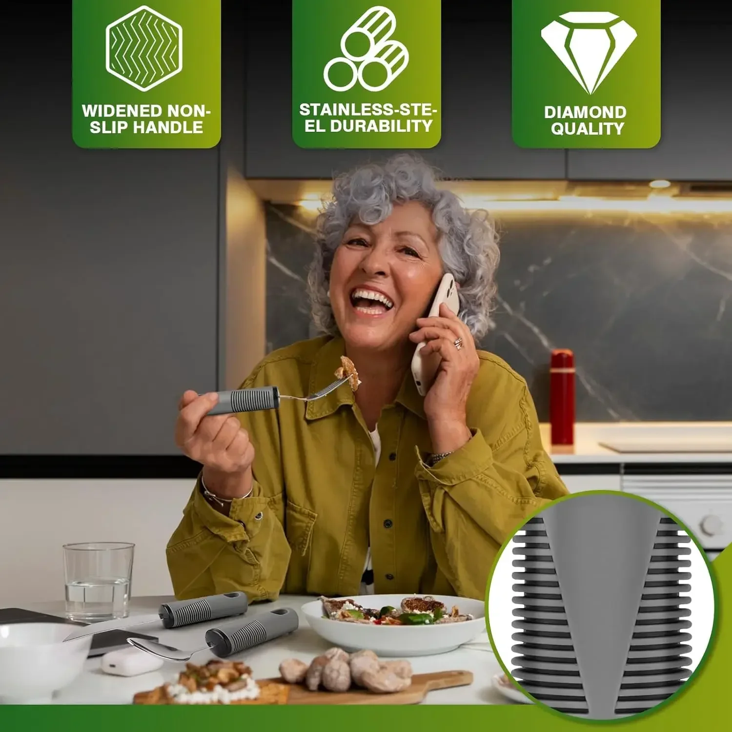 Набор столовых приборов для взрослых комплект из 4 предметов с Экстра широкими