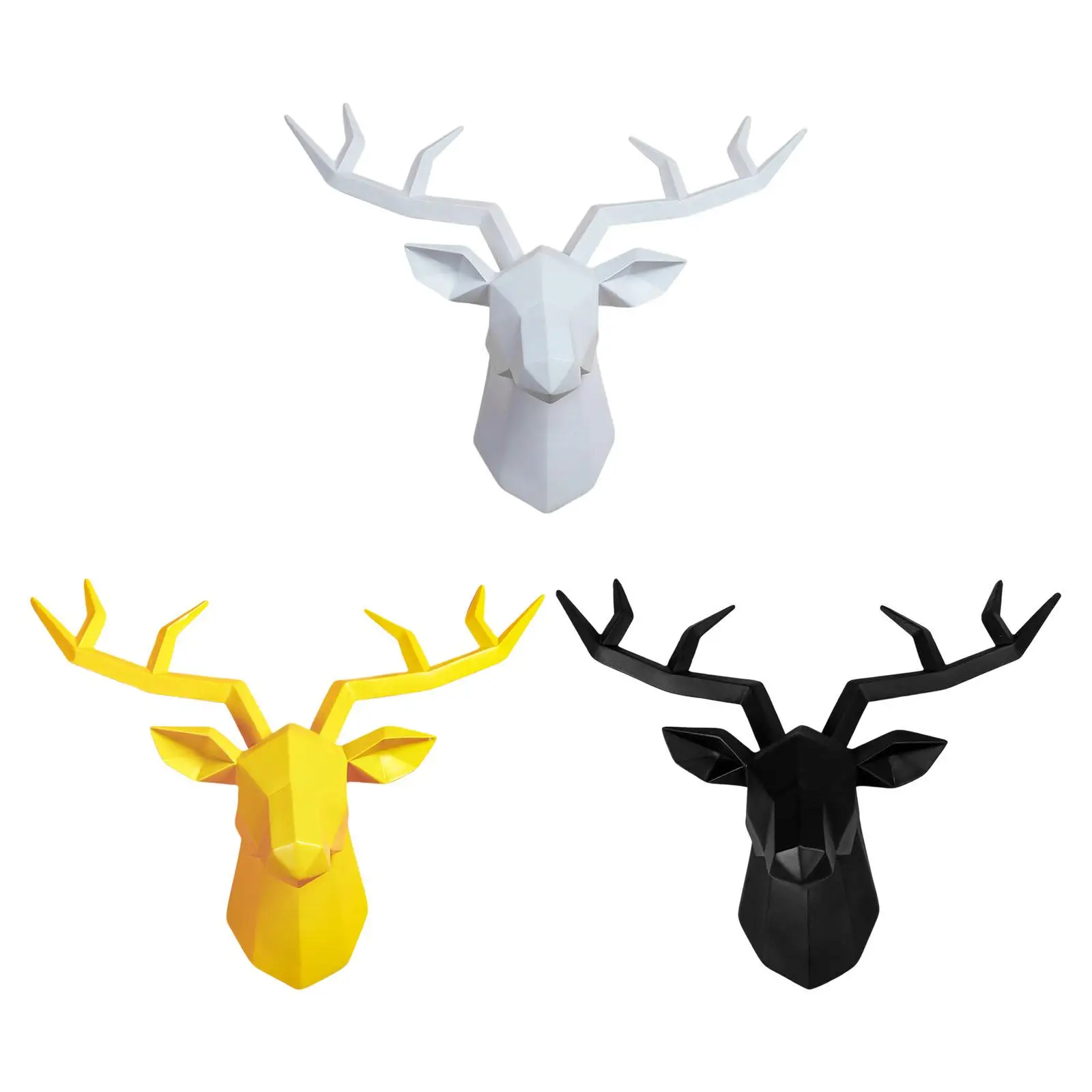 

Resin Deer Head Sculpture Animal Statue Figurines Wall Mount Simulation Elk Decorative Antlers Statuette for Dining Room Decor