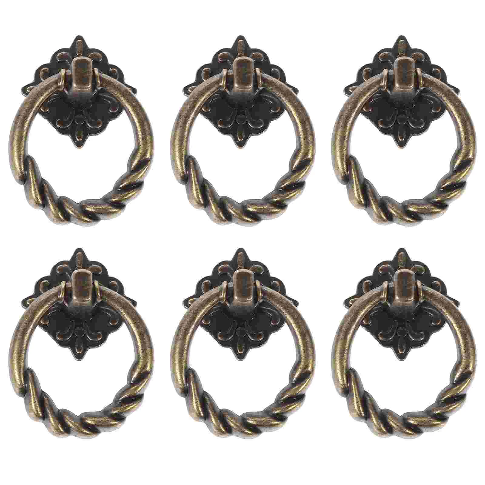 

6 Pcs Black Cabinet Hole Center Pulls Drawer Knobs Ring Metal Kitchen Handles Wardrobe