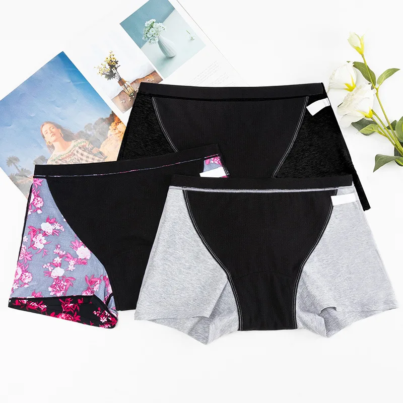 

Menstrual Panties 4Layers Period Safety Panties Leak Proof Boxer Shorts Woman Absorption Exercise Short Tights for Women