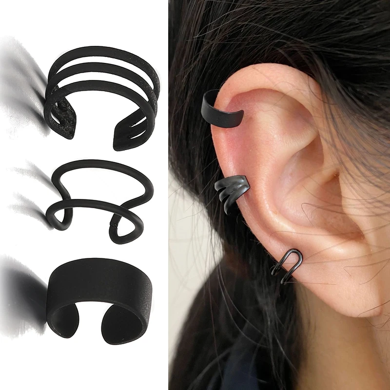 

Simple Fashion Punk Chain Ear Cuff for Women Clip on Earrings Black Earcuff Without Piercing Earring Trendy Jewelry Gift