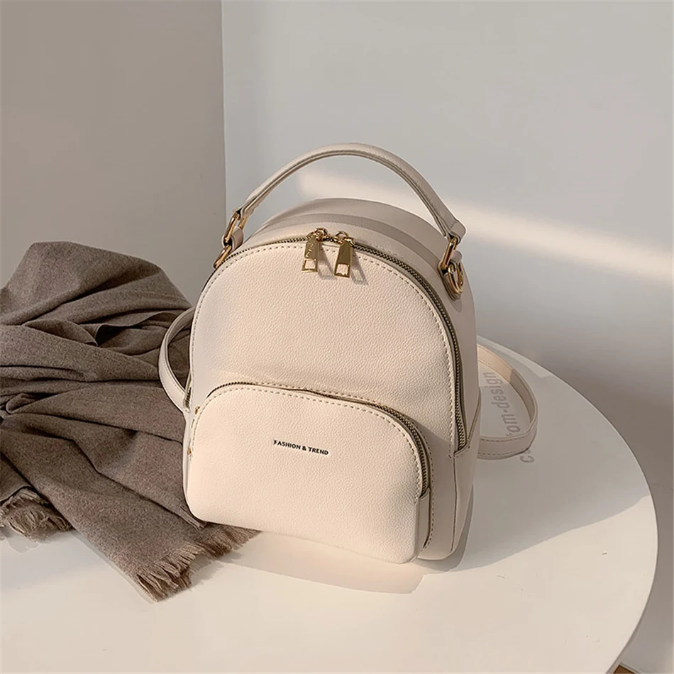 

Fashion High Quality Leather Backpack Luxery Mini Bagpack School Back Pack for Teenager Girls Small Cute Chains Mochila Feminina