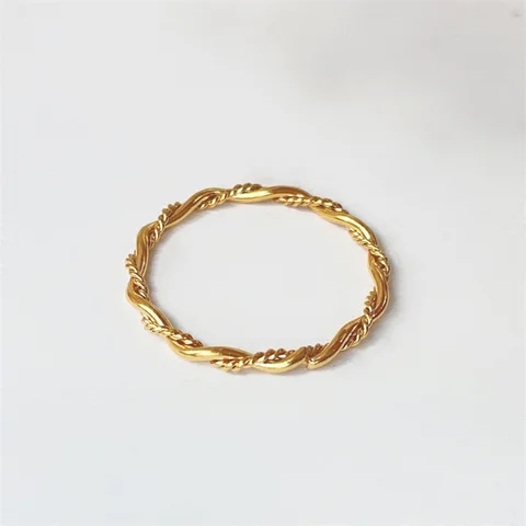 Минималистичное плетеное кольцо-цепочка из нержавеющей стали, 2023, 2 мм, для женщин и девушек, плетеное кольцо с золотым покрытием