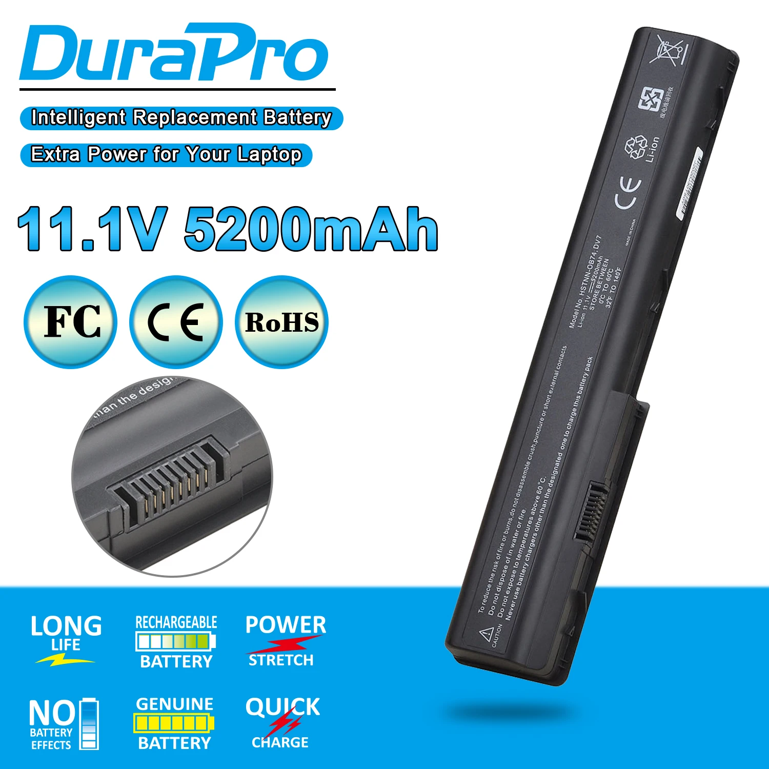 

5200mAh 8 Cells 11.1V DV7 480385-001 HSTNN-IB75 Laptop Battery for HP Pavilion DV7-3065DX 3165DX 1245DX 3085DX 464058-121