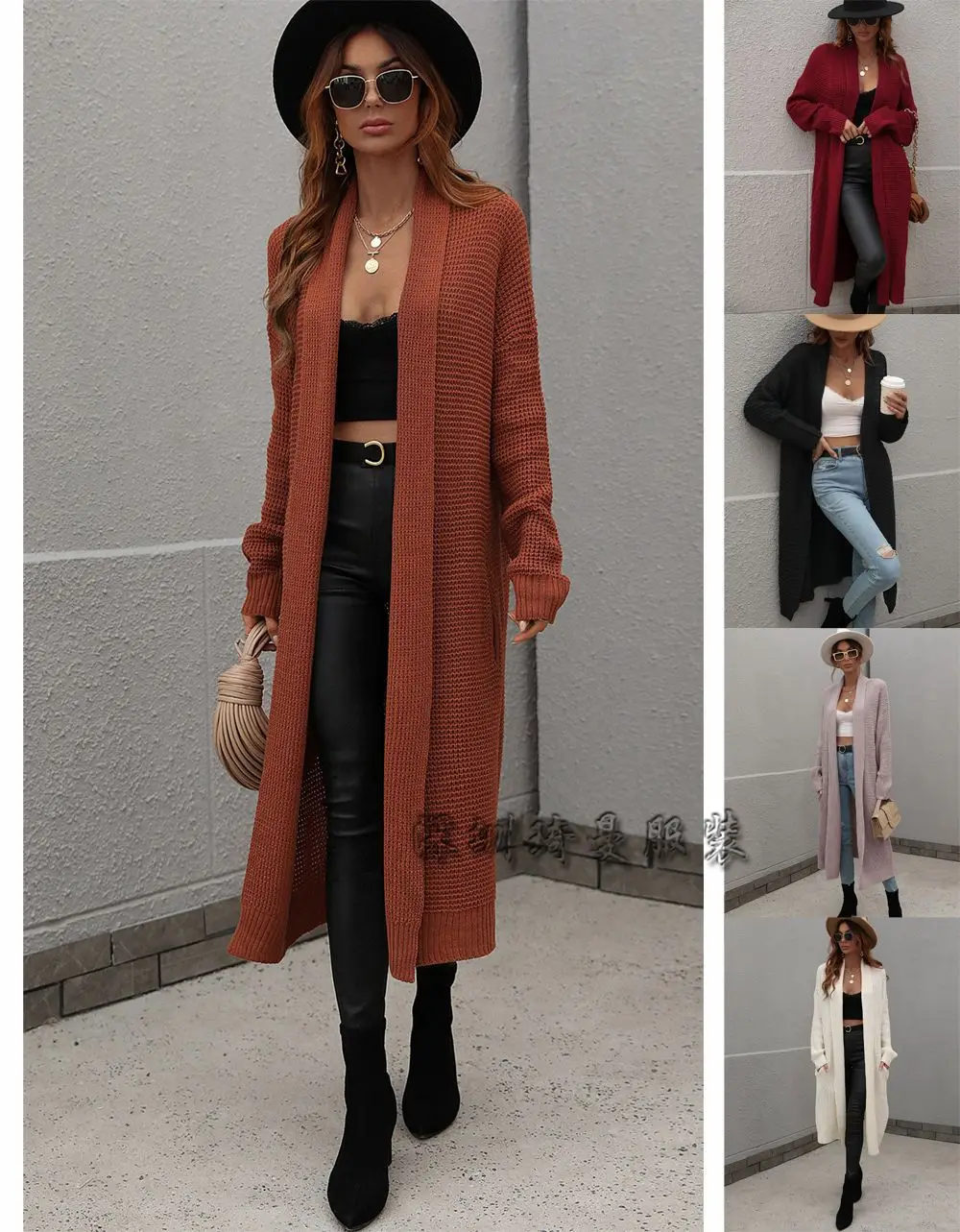 

2022 autumn and winter round neck women's knitted cardigan women's loose solid color sweater women
