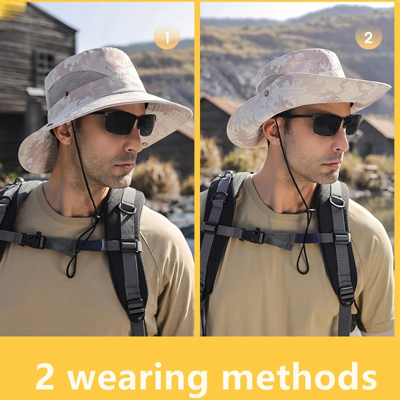 Tactical Camouflage Cap Military Multicam Sun Visors Bucket Hat Hunting Hiking Outdoor Sports Beach Wide Brim Fishing Panama Hat