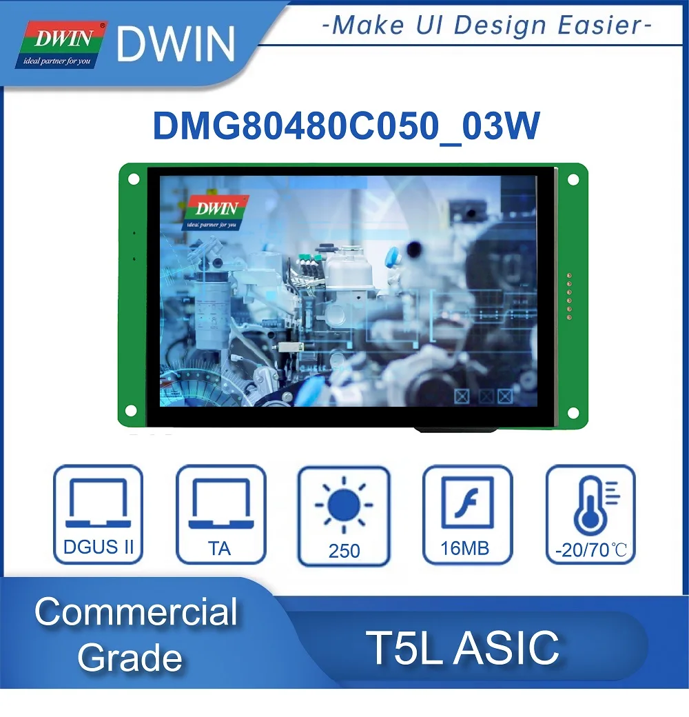 

5.0 Inch Arduino Connection LCD Display 800*480 HMI/UART RS232 Intelligent LCM DMG80480C050_03W