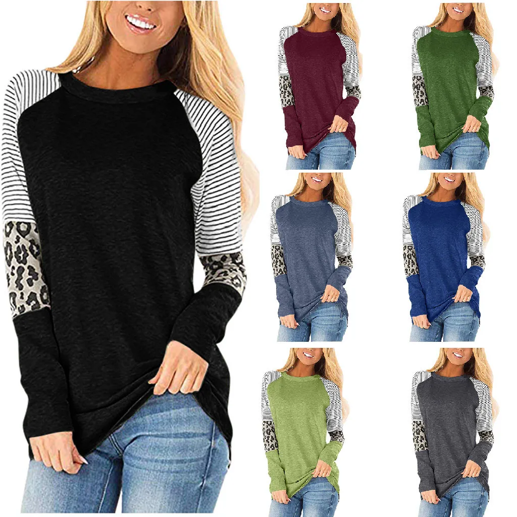 

Women Casual Leopard Printing Long Half Sleeve Tank Top T Shirt Blouse Sweatshir