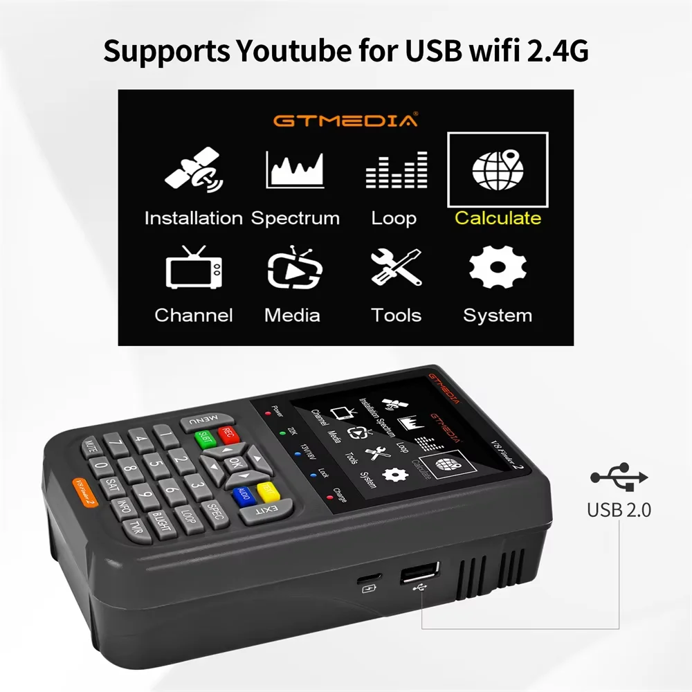 Фото GTMEDIA V8 Finder 2: Измеритель-искатель спутникового сигнала DVB-S/S2/S2X с 3,5-дюймовым ЖК-дисплеем 1080P, портом Type-C (аналог Freesat Finder Meter) №2