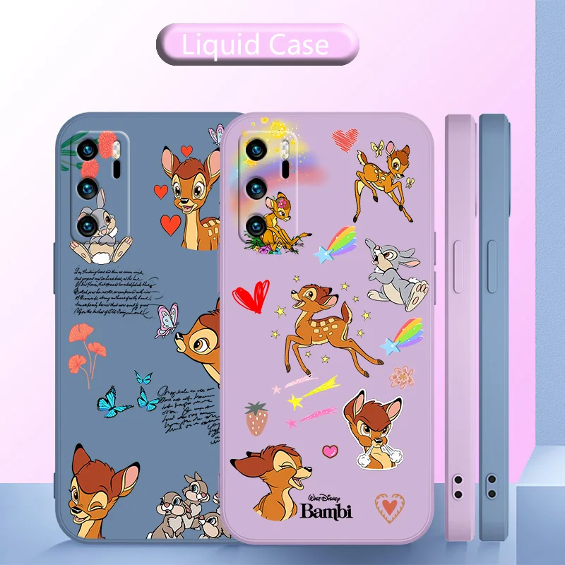 

Disney Bambi Phone Case Liquid Rope For Huawei P20 P20 PRO LITE P30 LITE PRO P40 P50 PRO LITE P SMART PLUS Funda Cover Back Soft