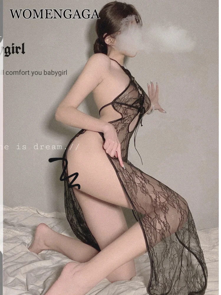 

Сетчатый прозрачный бандажный халат TVVOVVIN с экзотическим кружевом, цветочным крючком и лямкой на шее, модные популярные пикантные корейские...