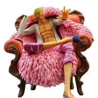 one piece 23cm anime figures doflamingo super burning muscles with pink feather coat madness handsome model pvc