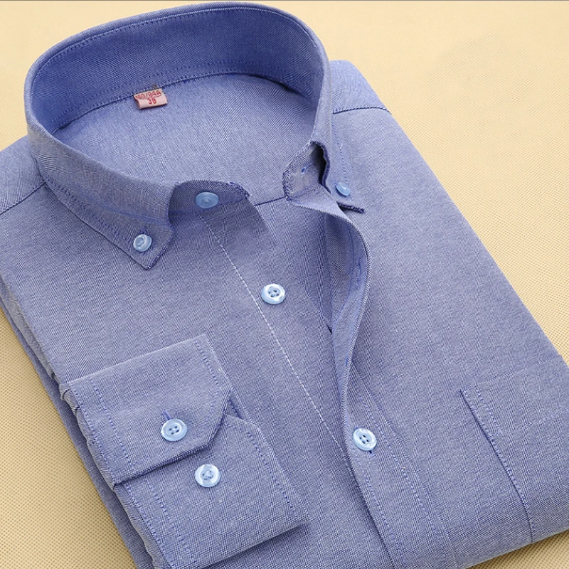 New style men's long sleeve shirt, solid color, plaid, iron free, oxford spun white shirt, business casual, slim fit shirt