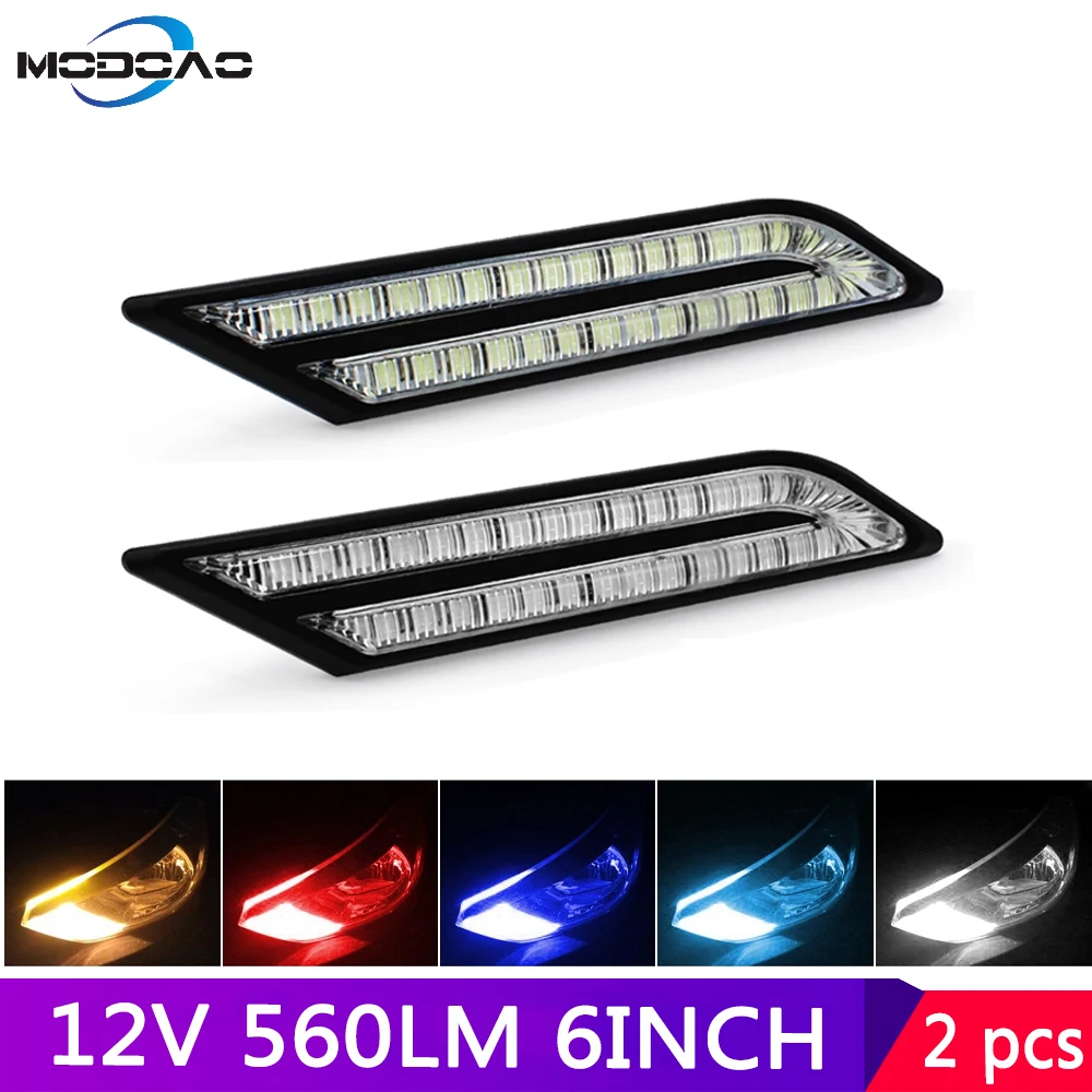 

2pcs LED DRL Daytime Running Light Waterproof drl LED Driving Lights Daylight White Car Braking Steering Light Day Lamp